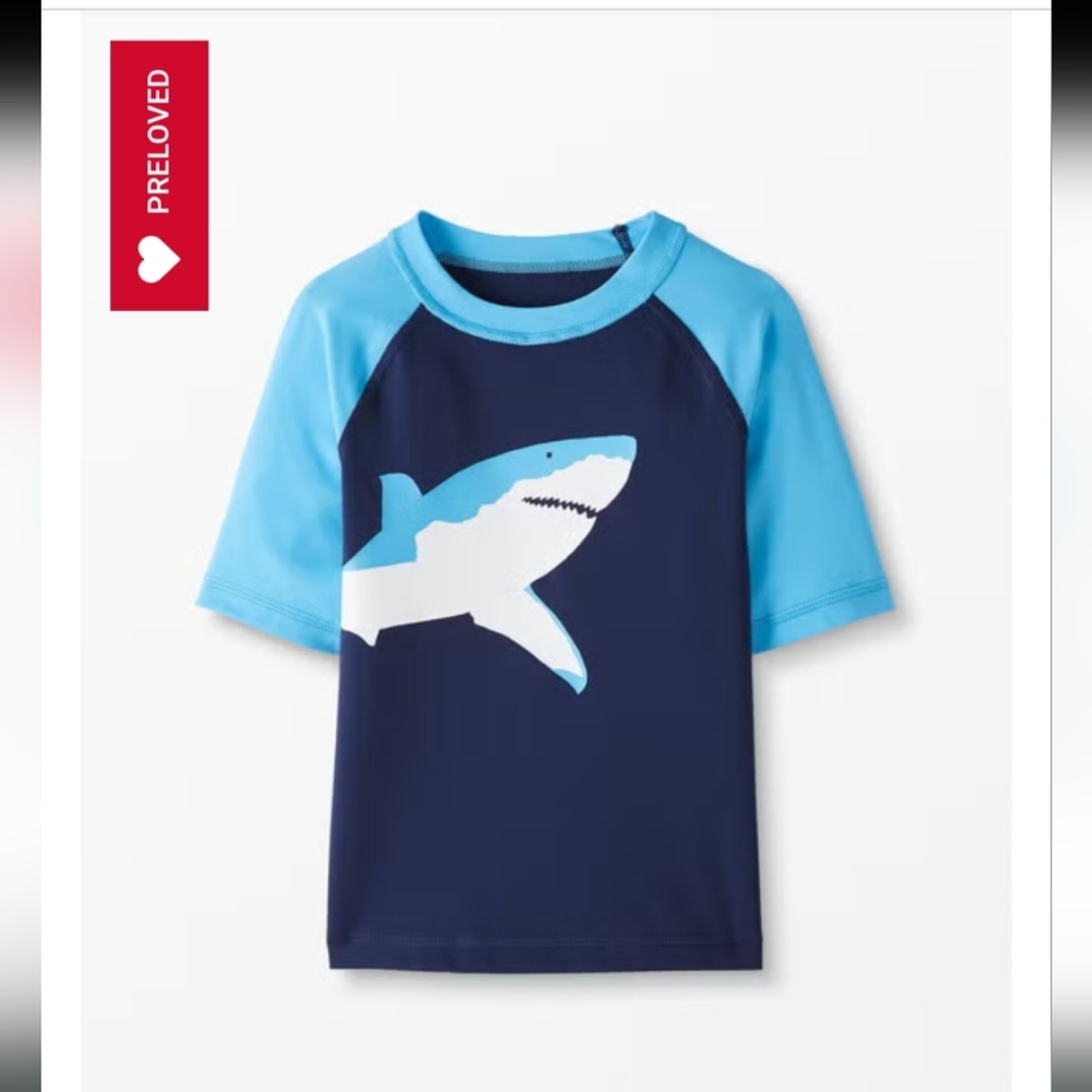 2 Piece Hanna Anderson Shark Rashguard & Trunks Set Kids Swimsuit